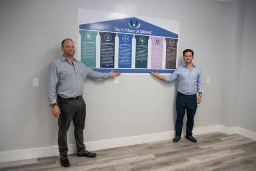 Clinical facility 6 pillars sign and co-founders